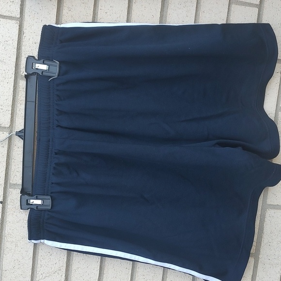 Navy Blue Athletic Shorts with White Stripes - Picture 6 of 7